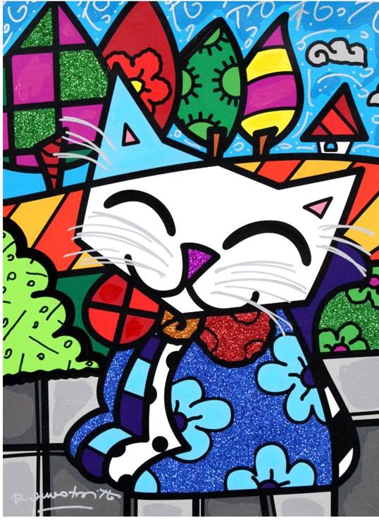 Midnight Cat Romero Britto Castle Fine Art